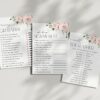 Blush Flowers Baby Shower Games, Set of 3 Games, Girl Baby Shower, Printable File, Edit Yourself, SH191