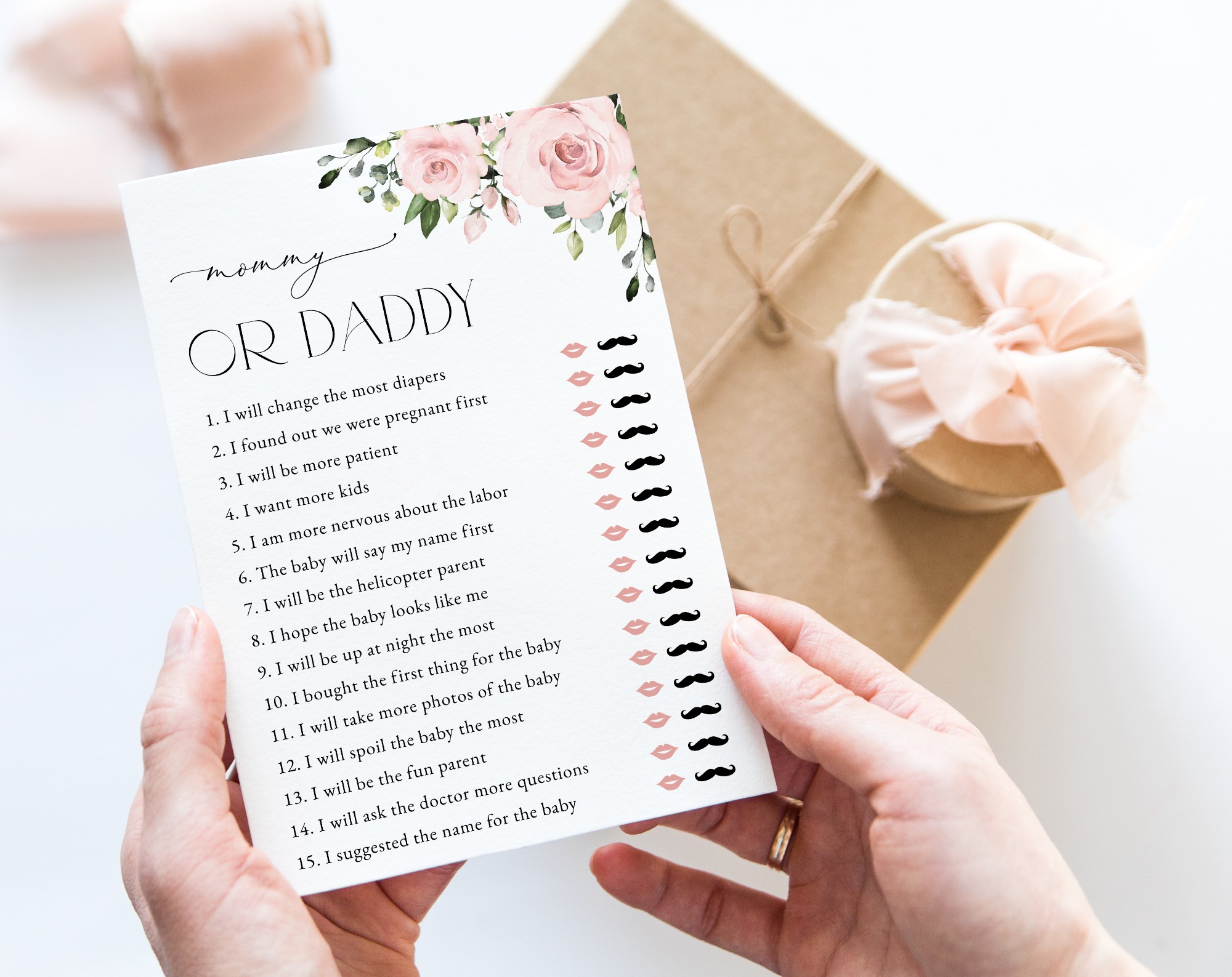 Blush Flowers Baby Shower Games, Set of 3 Games, Girl Baby Shower, Printable File, Edit Yourself, SH191