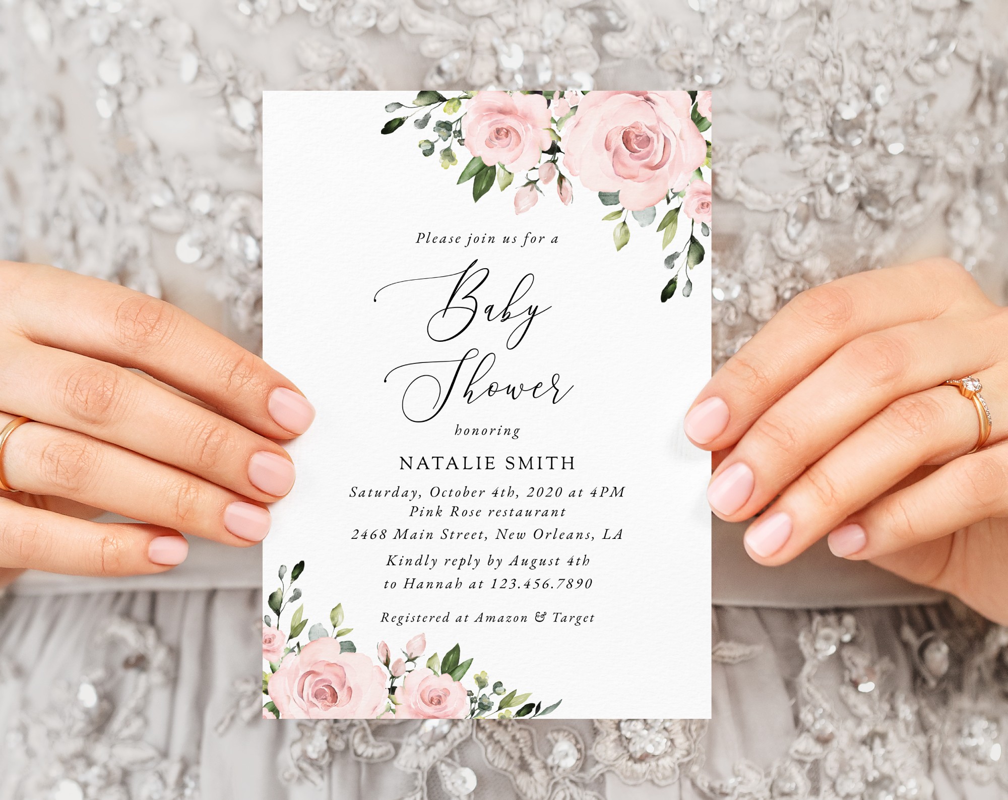 Blush Flowers Baby Shower Invitation, Girl Baby Shower, Printable File, Edit Yourself, SH191 Blush Flowers Baby Shower Invitation, Girl Baby Shower, Printable File, Edit Yourself, SH191