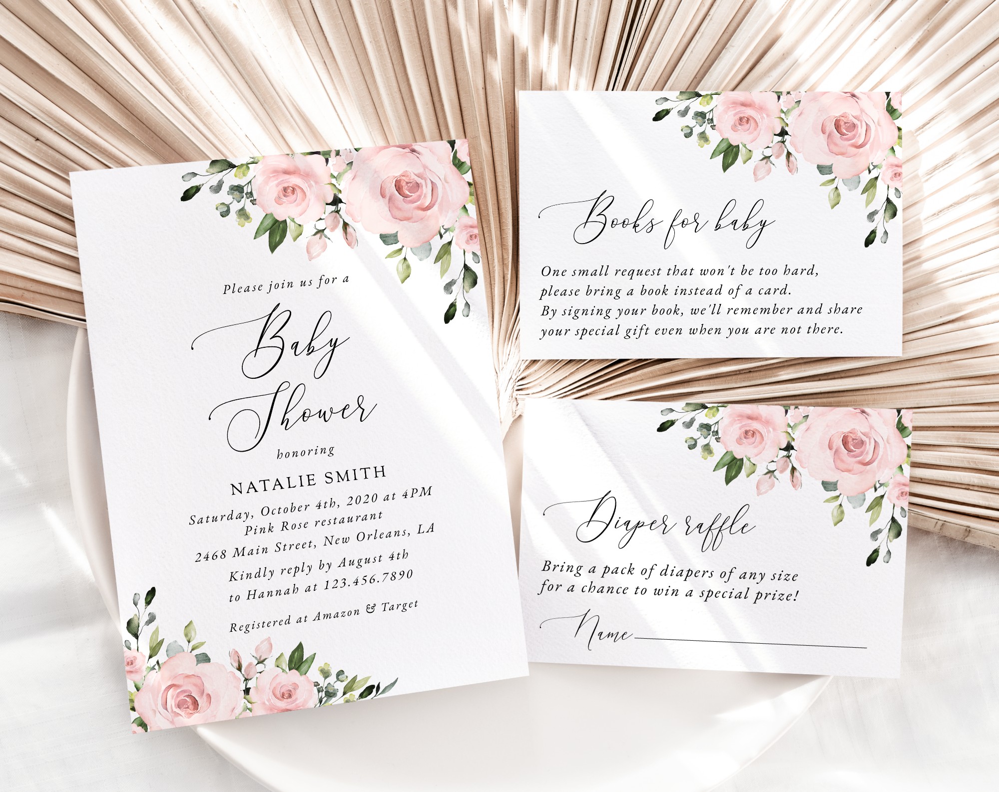 Blush Flowers Baby Shower Invitation Suite, Girl Baby Shower, Printable File, Edit Yourself, SH191 Blush Flowers Baby Shower Invitation Suite, Girl Baby Shower, Printable File, Edit Yourself, SH191