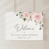 Blush Flowers Welcome Sign, Baby Shower Sign, Girl Baby Shower, Printable File, Edit Yourself, SH191