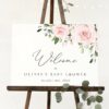 Blush Flowers Welcome Sign, Baby Shower Sign, Girl Baby Shower, Printable File, Edit Yourself, SH191