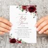 Burgundy Flowers Baby Shower Invitation, Girl Baby Shower, Printable File, Edit Yourself, SH192 Burgundy Flowers Baby Shower Invitation, Girl Baby Shower, Printable File, Edit Yourself, SH192