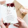 Burgundy Flowers Baby Shower Invitation, Girl Baby Shower, Printable File, Edit Yourself, SH192 Burgundy Flowers Baby Shower Invitation, Girl Baby Shower, Printable File, Edit Yourself, SH192