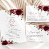 Burgundy Flowers Baby Shower Invitation Suite, Girl Baby Shower, Printable File, Edit Yourself, SH192