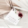 Burgundy and Blush Flowers Favor Tags, Gift Tags, Party Tags, Girl Baby Shower, Printable File, Edit Yourself, SH193