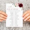 Burgundy and Blush Flowers Baby Shower Games, Set of 3 Games, Girl Baby Shower, Printable File, Edit Yourself, SH193