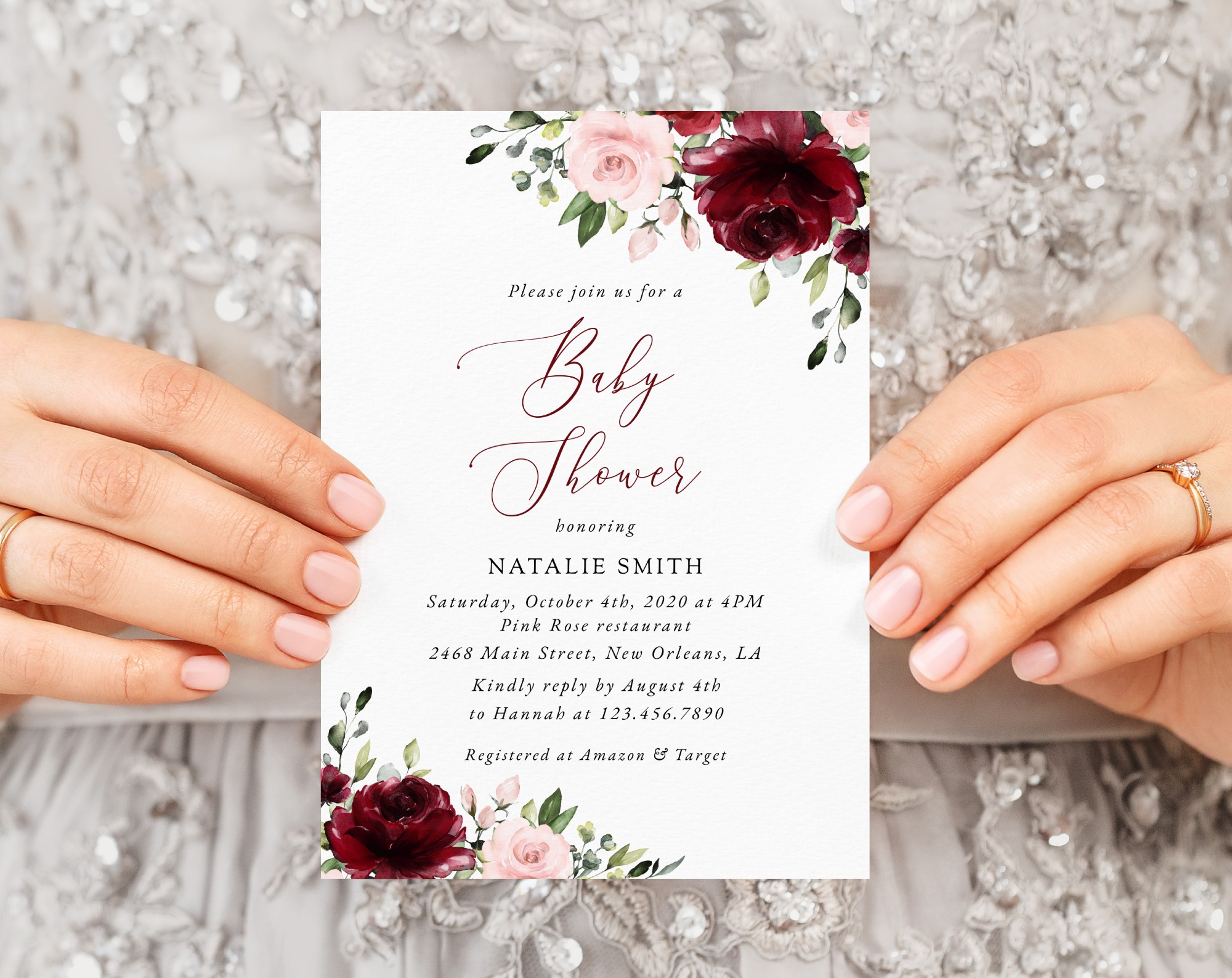 Burgundy and Blush Flowers Baby Shower Invitation, Girl Baby Shower, Printable File, Edit Yourself, SH193 Burgundy and Blush Flowers Baby Shower Invitation, Girl Baby Shower, Printable File, Edit Yourself, SH193