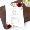 Burgundy and Blush Flowers Baby Shower Invitation, Girl Baby Shower, Printable File, Edit Yourself, SH193 Burgundy and Blush Flowers Baby Shower Invitation, Girl Baby Shower, Printable File, Edit Yourself, SH193
