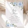 Dusty Blue Flowers Baby Shower Invitation, Girl Baby Shower, Printable File, Edit Yourself, SH194