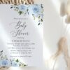 Dusty Blue Flowers Baby Shower Invitation, Girl Baby Shower, Printable File, Edit Yourself, SH194
