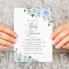 Dusty Blue Flowers Baby Shower Invitation, Girl Baby Shower, Printable File, Edit Yourself, SH194
