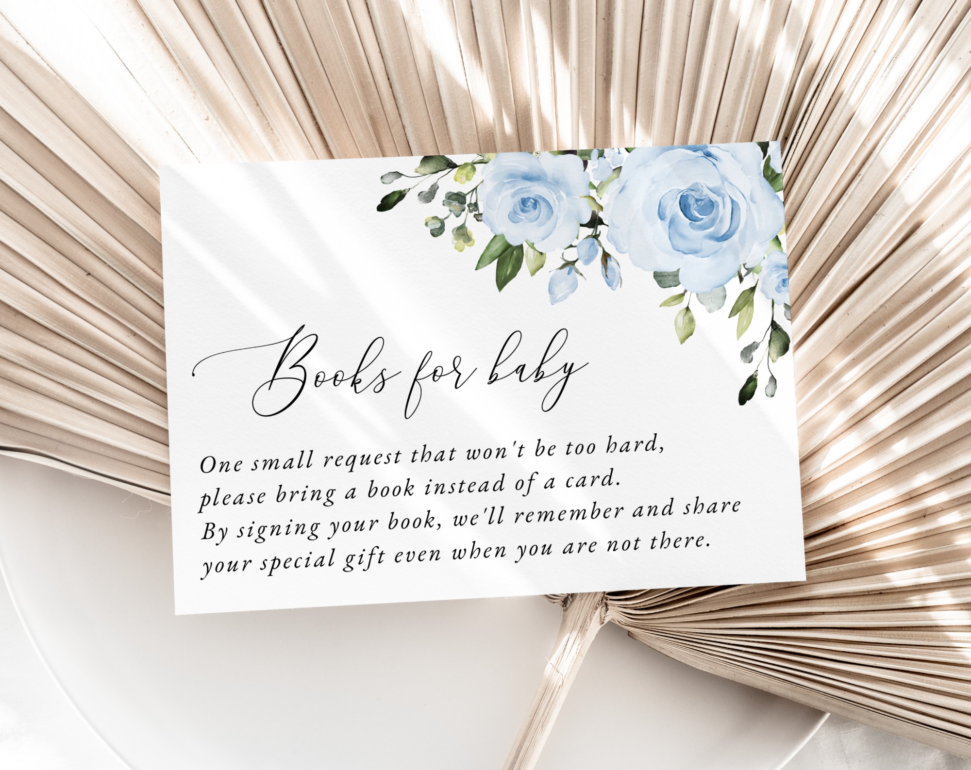 Dusty Blue Flowers Baby Shower Invitation Suite, Girl Baby Shower, Printable File, Edit Yourself, SH194