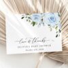 Dusty Blue Flowers Thank You Card, Boy Baby Shower, Printable File, Edit Yourself, SH194 Dusty Blue Flowers Thank You Card, Boy Baby Shower, Printable File, Edit Yourself, SH194