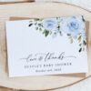 Dusty Blue Flowers Thank You Card, Boy Baby Shower, Printable File, Edit Yourself, SH194 Dusty Blue Flowers Thank You Card, Boy Baby Shower, Printable File, Edit Yourself, SH194