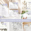 Purple Flowers Baby Shower Mini Bundle, Girl Baby Shower, Printable File, Edit Yourself, SH195