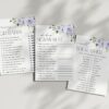 Purple Flowers Baby Shower Games, Set of 3 Games, Girl Baby Shower, Printable File, Edit Yourself, SH195 Purple Flowers Baby Shower Games, Set of 3 Games, Girl Baby Shower, Printable File, Edit Yourself, SH195