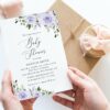 Purple Flowers Baby Shower Invitation, Girl Baby Shower, Printable File, Edit Yourself, SH195