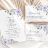 Purple Flowers Baby Shower Invitation Suite, Girl Baby Shower, Printable File, Edit Yourself, SH195