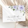 Purple Flowers Thank You Card, Girl Baby Shower, Printable File, Edit Yourself, SH195