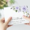 Purple Flowers Thank You Card, Girl Baby Shower, Printable File, Edit Yourself, SH195