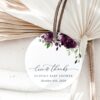 Plum Purple Flowers Favor Tags, Gift Tags, Party Tags, Girl Baby Shower, Printable File, Edit Yourself, SH196