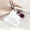 Plum Purple Flowers Favor Tags, Gift Tags, Party Tags, Girl Baby Shower, Printable File, Edit Yourself, SH196