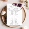 Plum Purple Flowers Baby Shower Games, Set of 3 Games, Girl Baby Shower, Printable File, Edit Yourself, SH196