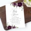Plum Purple Flowers Baby Shower Invitation, Girl Baby Shower, Printable File, Edit Yourself, SH196