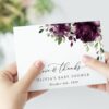 Plum Purple Flowers Thank You Card, Girl Baby Shower, Printable File, Edit Yourself, SH196