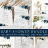 Navy Blue Flowers Baby Shower Mini Bundle, Boy Baby Shower, Printable File, Edit Yourself, SH197 Navy Blue Flowers Baby Shower Mini Bundle, Boy Baby Shower, Printable File, Edit Yourself, SH197