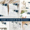 Navy Blue Flowers Baby Shower Mini Bundle, Boy Baby Shower, Printable File, Edit Yourself, SH197