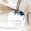 Navy Blue Flowers Favor Tags, Gift Tags, Party Tags, Boy Baby Shower, Printable File, Edit Yourself, SH197