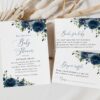 Navy Blue Flowers Baby Shower Invitation Suite, Boy Baby Shower, Printable File, Edit Yourself, SH197