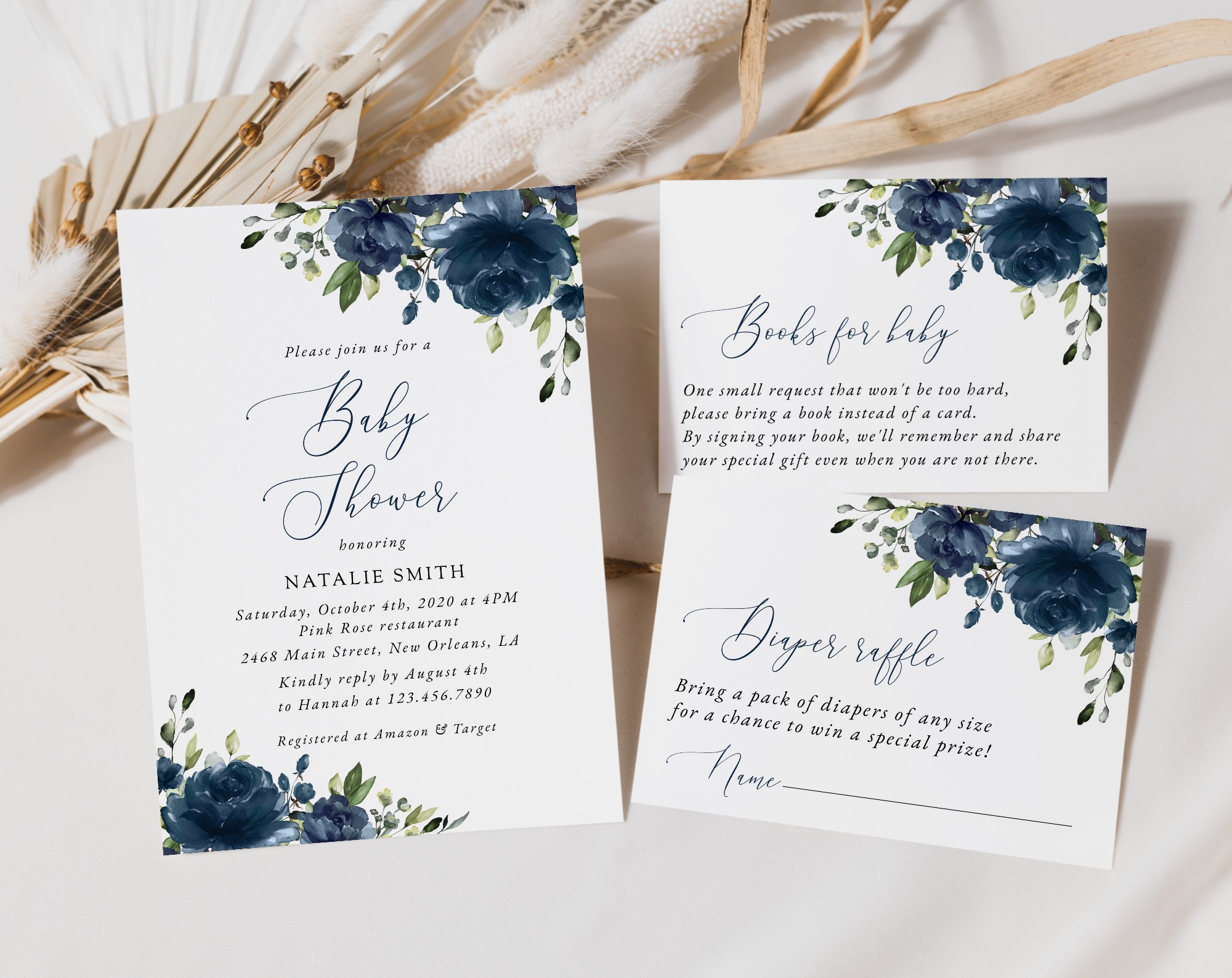 Navy Blue Flowers Baby Shower Invitation Suite, Boy Baby Shower, Printable File, Edit Yourself, SH197 Navy Blue Flowers Baby Shower Invitation Suite, Boy Baby Shower, Printable File, Edit Yourself, SH197