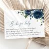 Navy Blue Flowers Baby Shower Invitation Suite, Boy Baby Shower, Printable File, Edit Yourself, SH197