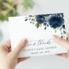 Navy Blue Flowers Thank You Card, Boy Baby Shower, Printable File, Edit Yourself, SH197