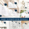 Navy and Blush Flowers Baby Shower Mini Bundle, Girl Baby Shower, Printable File, Edit Yourself, SH198