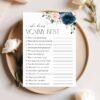 Navy and Blush Flowers Baby Shower Games, Set of 3 Games, Girl Baby Shower, Printable File, Edit Yourself, SH198