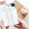 Navy and Blush Flowers Baby Shower Games, Set of 3 Games, Girl Baby Shower, Printable File, Edit Yourself, SH198