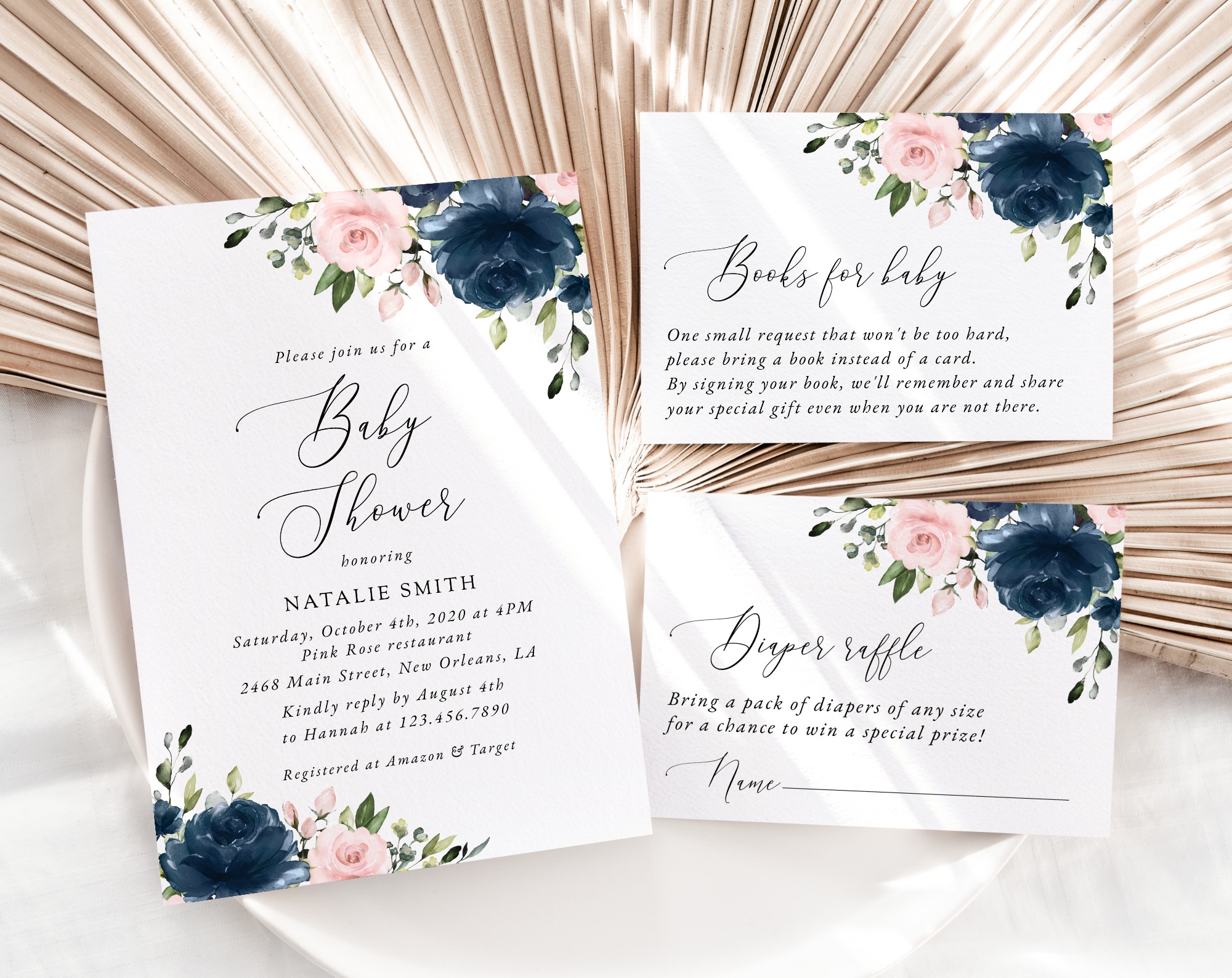 Navy and Blush Flowers Baby Shower Invitation Suite, Girl Baby Shower, Printable File, Edit Yourself, SH198 Navy and Blush Flowers Baby Shower Invitation Suite, Girl Baby Shower, Printable File, Edit Yourself, SH198