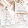 Blush Pink Flowers Baby Shower Invitation Suite, Girl Baby Shower, Printable File, Edit Yourself, SH199