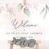 Blush Pink Flowers Welcome Sign, Baby Shower Sign, Girl Baby Shower, Printable File, Edit Yourself, SH199