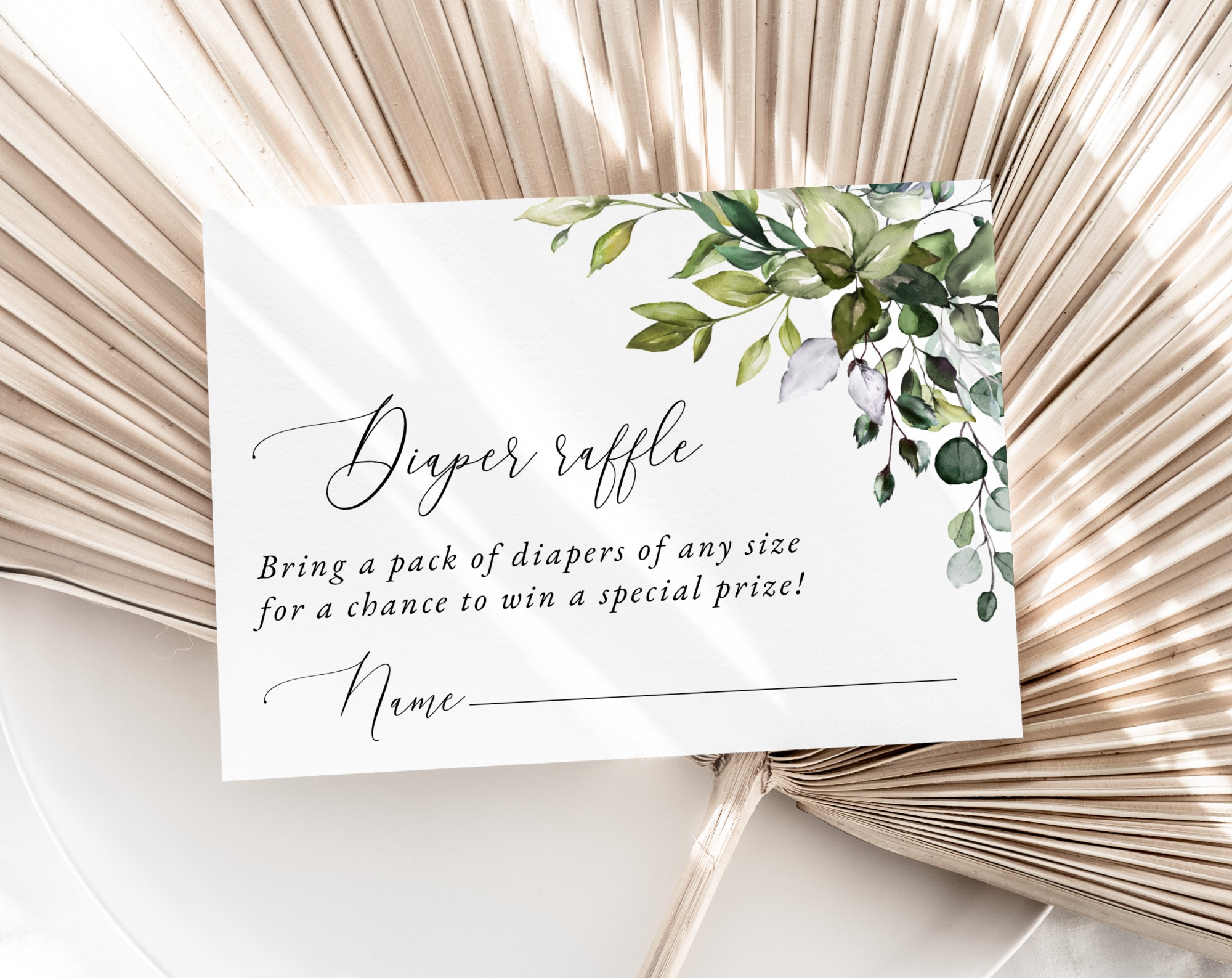 Eucalyptus Leaves Baby Shower Invitation Suite, Gender Neutral Baby Shower, Printable File, Edit Yourself, SH200