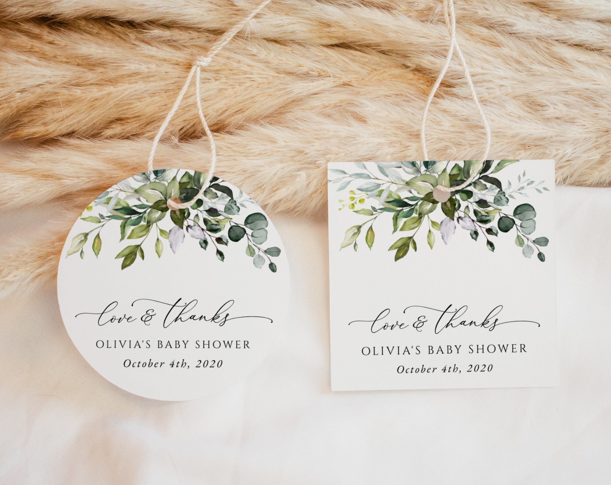 Eucalyptus Leaves Favor Tags, Gift Tags, Gender Neutral Baby Shower, Printable File, Edit Yourself, SH200 Eucalyptus Leaves Favor Tags, Gift Tags, Gender Neutral Baby Shower, Printable File, Edit Yourself, SH200