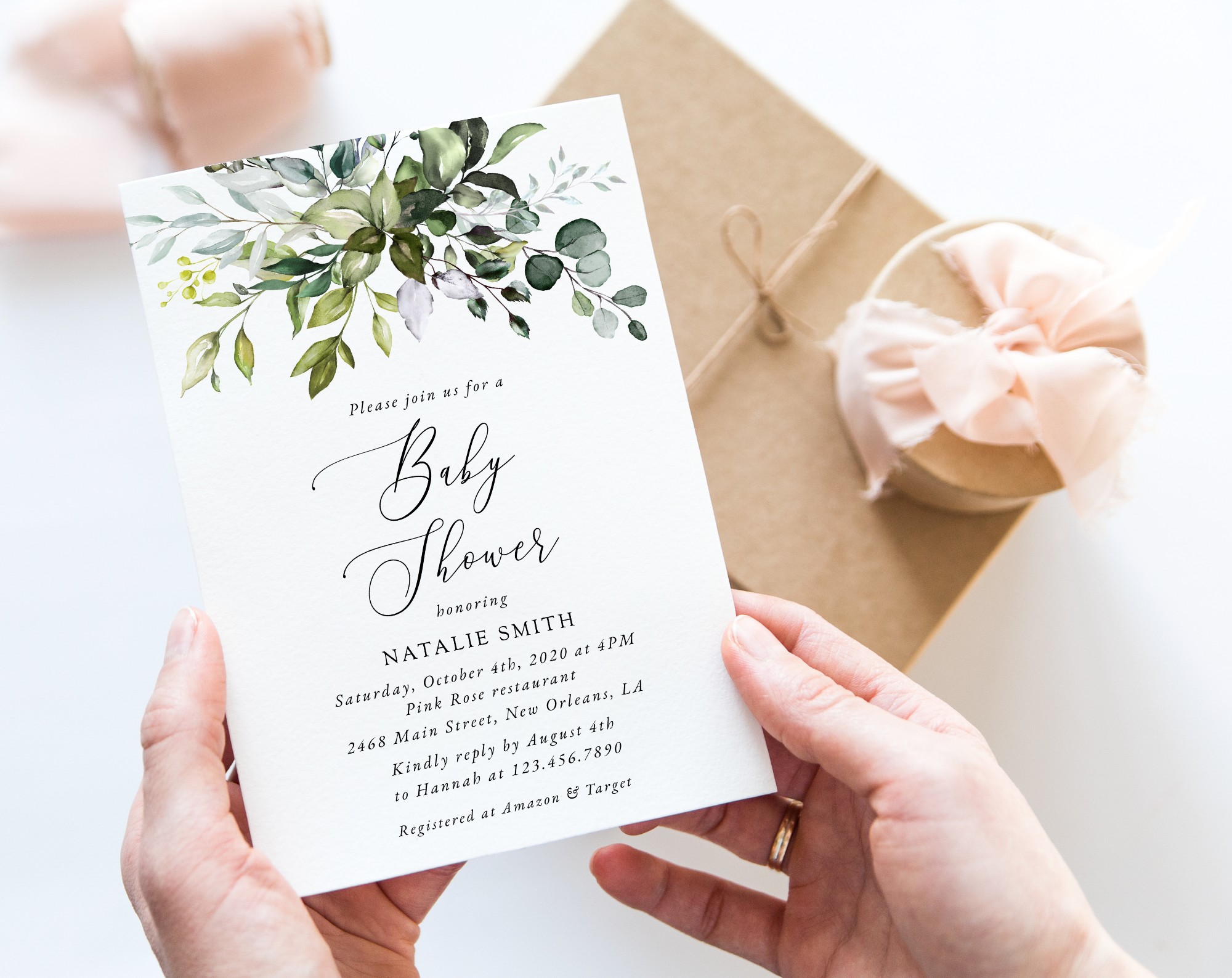 Eucalyptus Leaves Baby Shower Invitation, Gender Neutral Baby Shower, Printable File, Edit Yourself, SH200 Eucalyptus Leaves Baby Shower Invitation, Gender Neutral Baby Shower, Printable File, Edit Yourself, SH200
