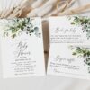 Eucalyptus Leaves Baby Shower Invitation Suite, Gender Neutral Baby Shower, Printable File, Edit Yourself, SH200
