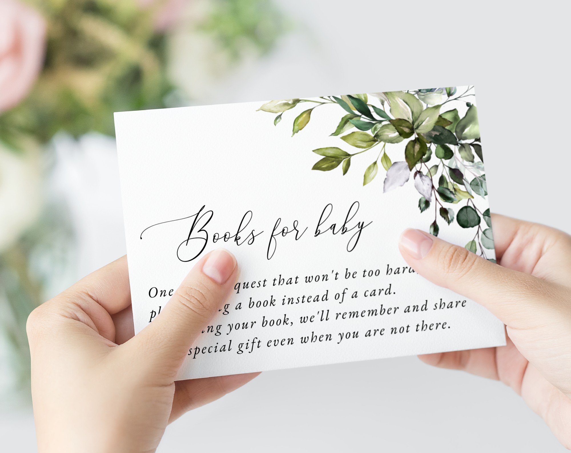 Eucalyptus Leaves Baby Shower Invitation Suite, Gender Neutral Baby Shower, Printable File, Edit Yourself, SH200