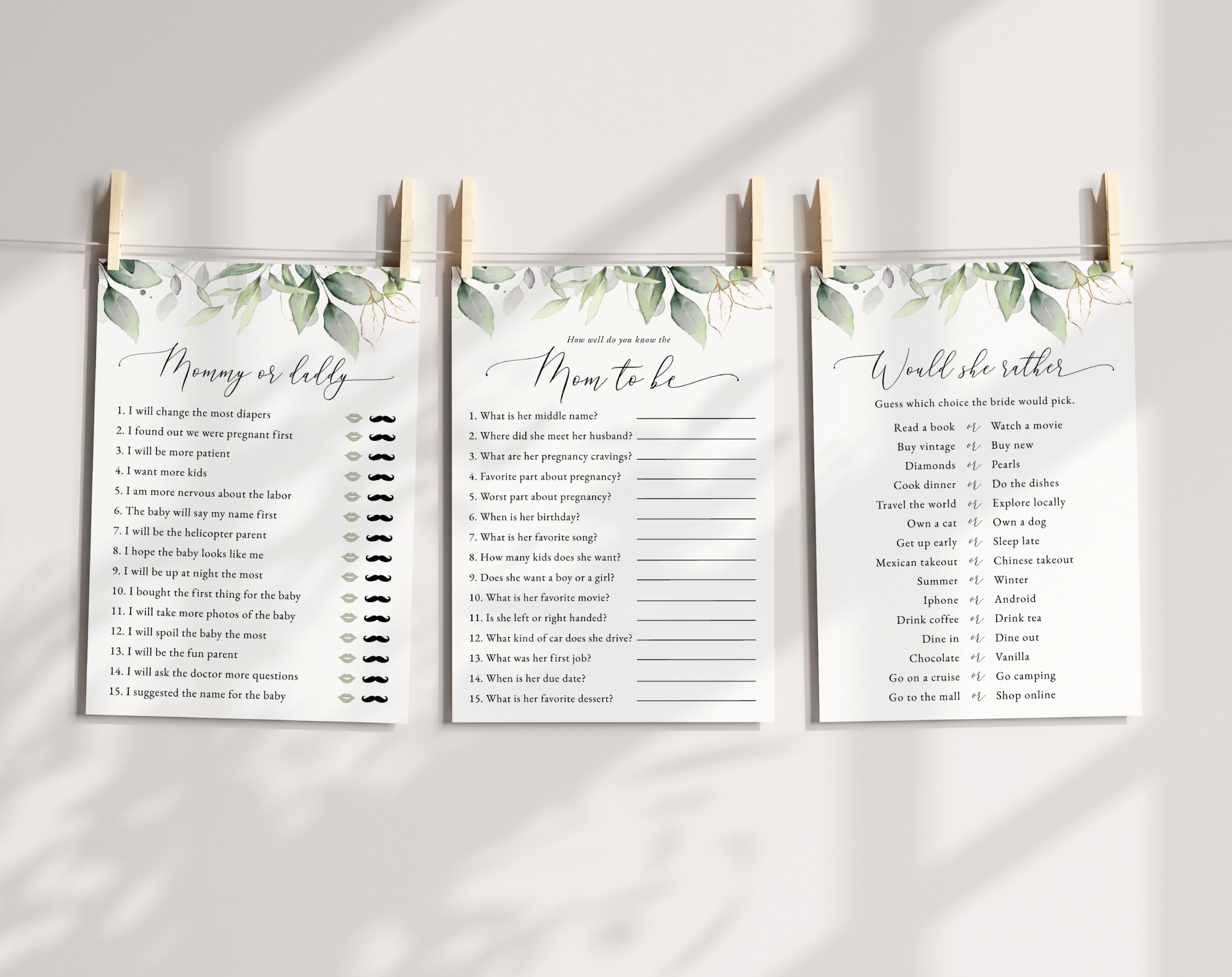 Greenery and Gold Baby Shower Games, Set of 3 Games, Gender Neutral Baby Shower, Printable File, Edit Yourself, SH201 Greenery and Gold Baby Shower Games, Set of 3 Games, Gender Neutral Baby Shower, Printable File, Edit Yourself, SH201