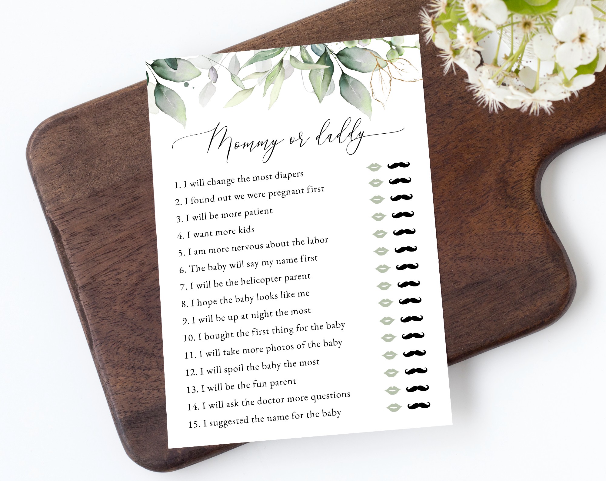 Greenery and Gold Baby Shower Games, Set of 3 Games, Gender Neutral Baby Shower, Printable File, Edit Yourself, SH201